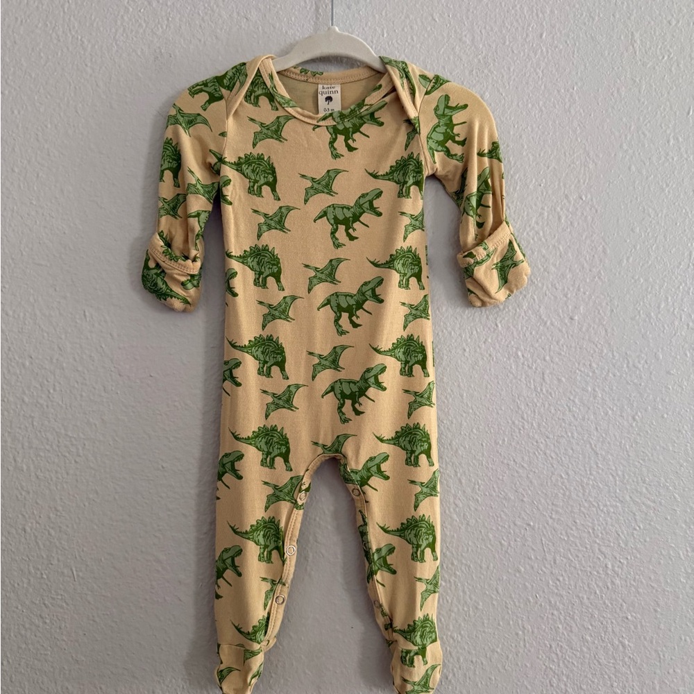 Kate Quinn Green Dinosaur Print Bamboo Onesie Size 0-3 Months